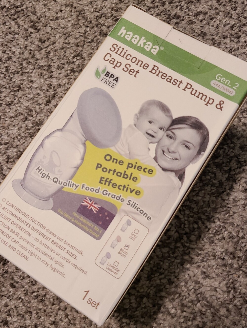 Haakaa Silicone Breast Pump & Cap Set - Blush